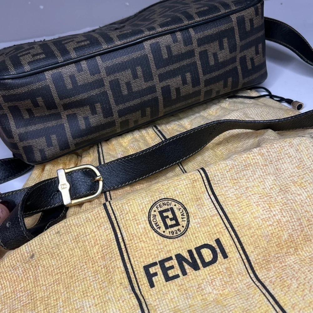 Fendi Vintage Zucca Coated Canvas Zip Crossbody Shoulder Bag - Picture 11 of 16